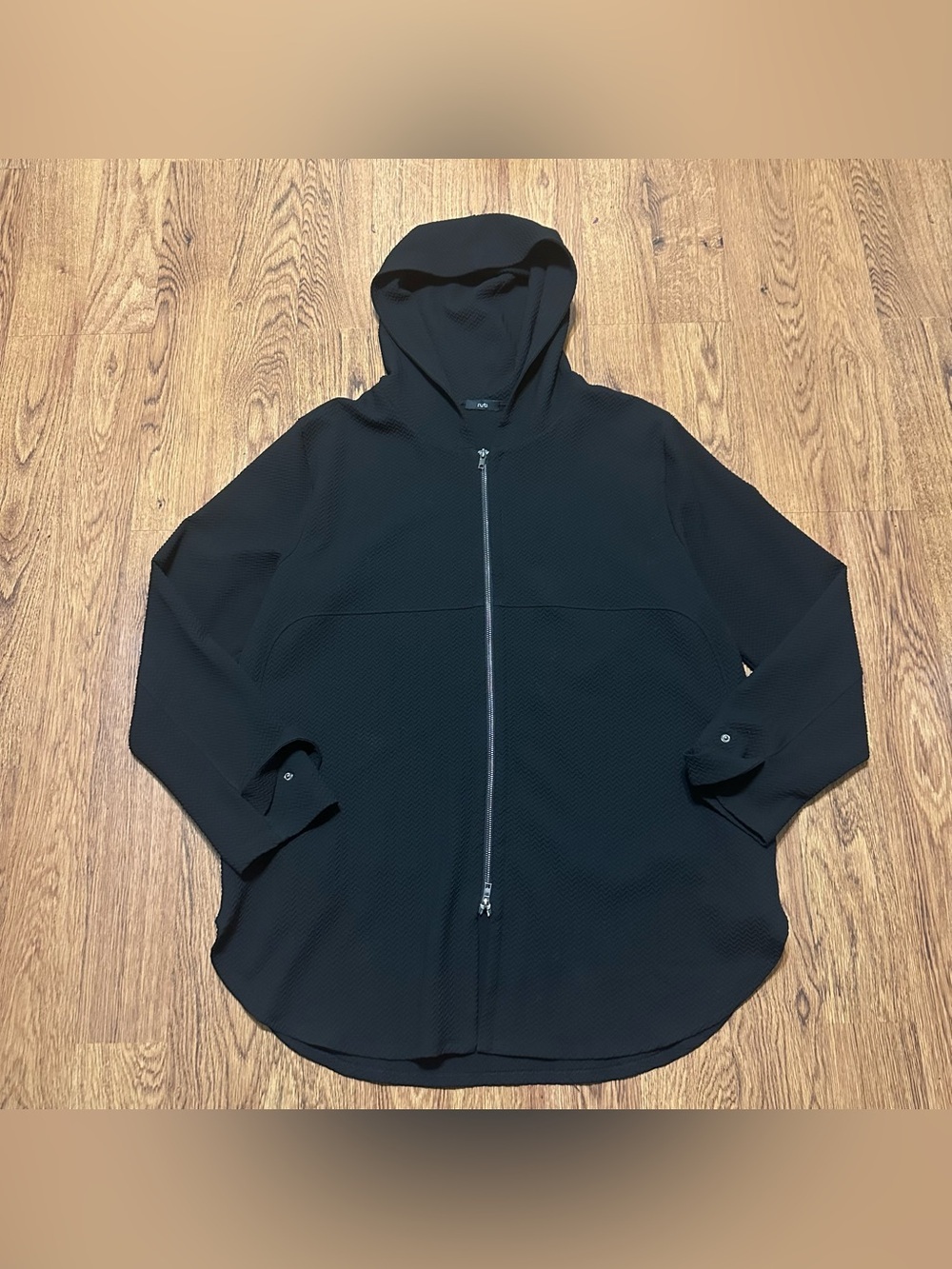 Ruti black textured hooded jacket side pockets size 3 classic M/L